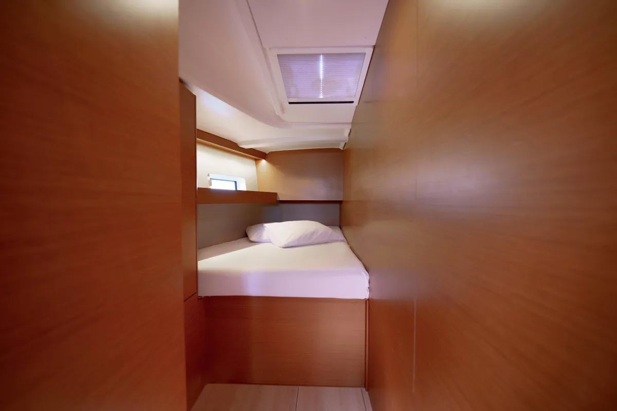 Cabin on Kalm, a Jeanneau Sun Odyssey 490 sailboat at Municipal Unit of Lefkada, Greece