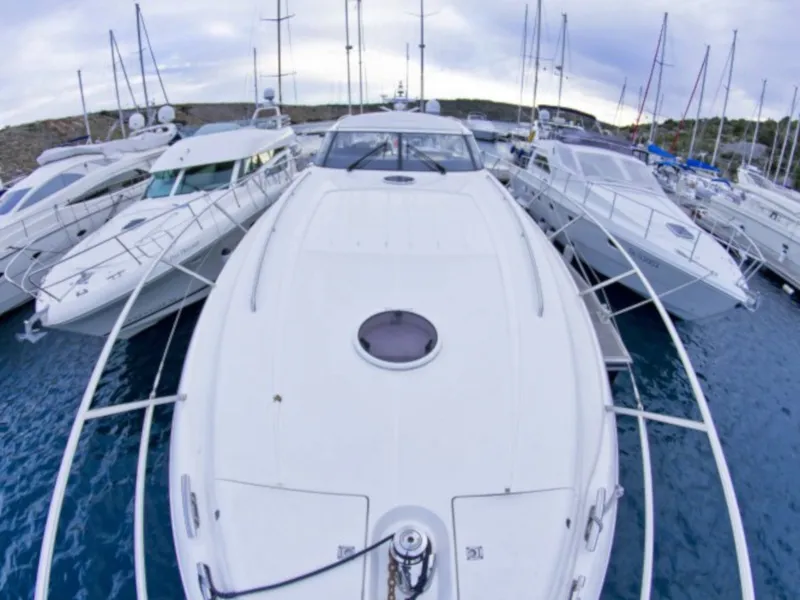 Exterior view of Cool, a Princess V 58 motorboat at Primošten, Croatia