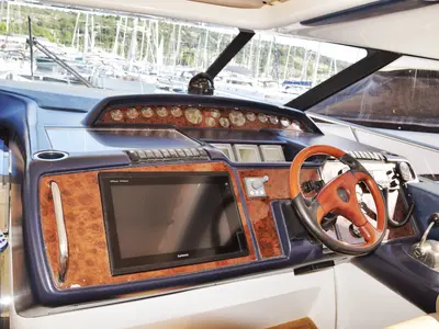 Cockpit of Cool, a Princess V 58 motorboat at Primošten, Croatia