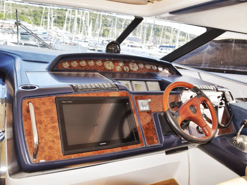 Cockpit of Cool, a Princess V 58 motorboat at Primošten, Croatia