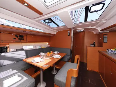 Salon of Marista, a Dufour 430 sailboat at Jezera, Croatia