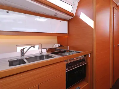 Galley of Marista, a Dufour 430 sailboat at Jezera, Croatia