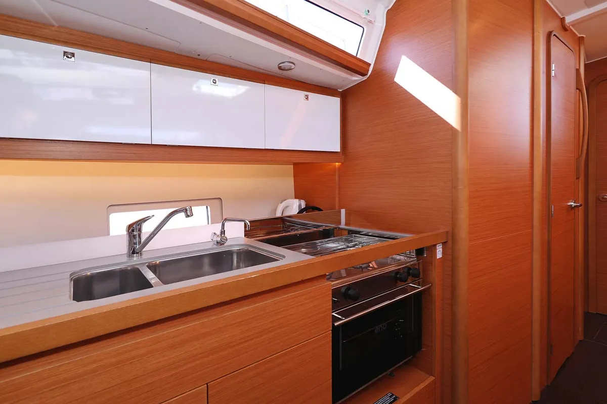 Galley of Marista, a Dufour 430 sailboat at Jezera, Croatia