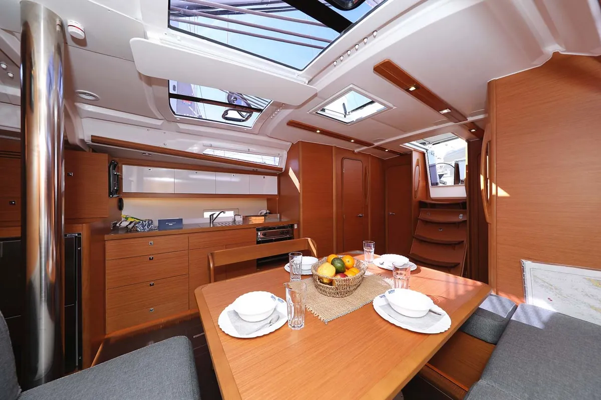 Salon of Marista, a Dufour 430 sailboat at Jezera, Croatia