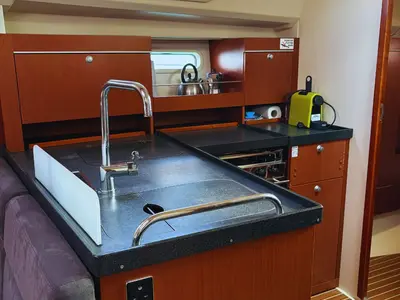 Galley of Ivy, a Hanse 415 sailboat at Grad Kaštela, Croatia