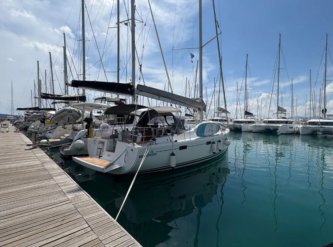 Exterior view of Ivy, a Hanse 415 sailboat at Grad Kaštela, Croatia
