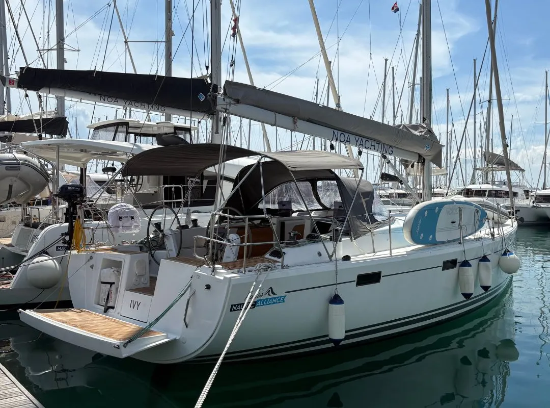 Exterior view of Ivy, a Hanse 415 sailboat at Grad Kaštela, Croatia