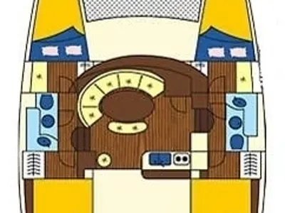 Floor plan of Eftychia 2, a Lagoon 380 catamaran at Municipal Unit of Lefkada, Greece