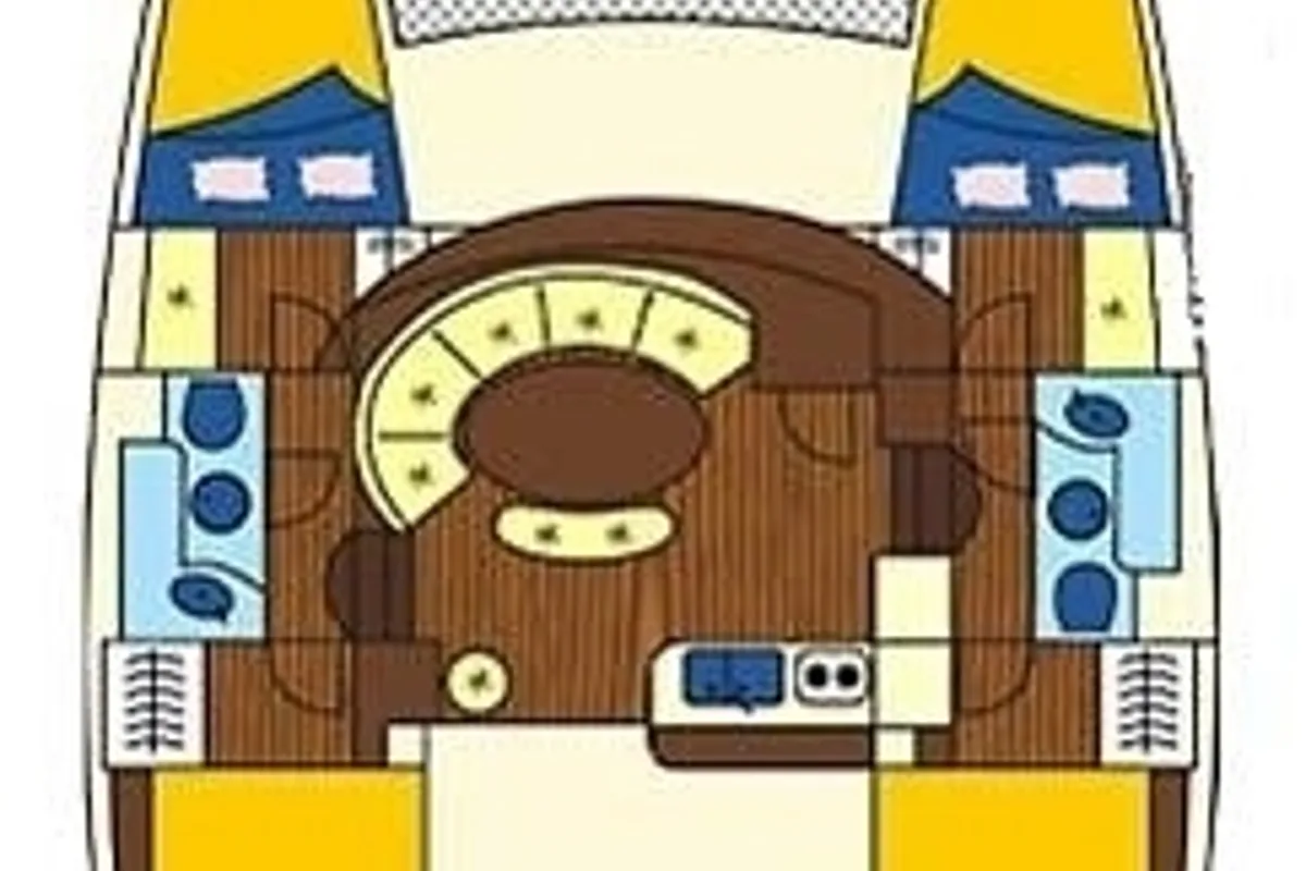 Floor plan of Eftychia 2, a Lagoon 380 catamaran at Municipal Unit of Lefkada, Greece