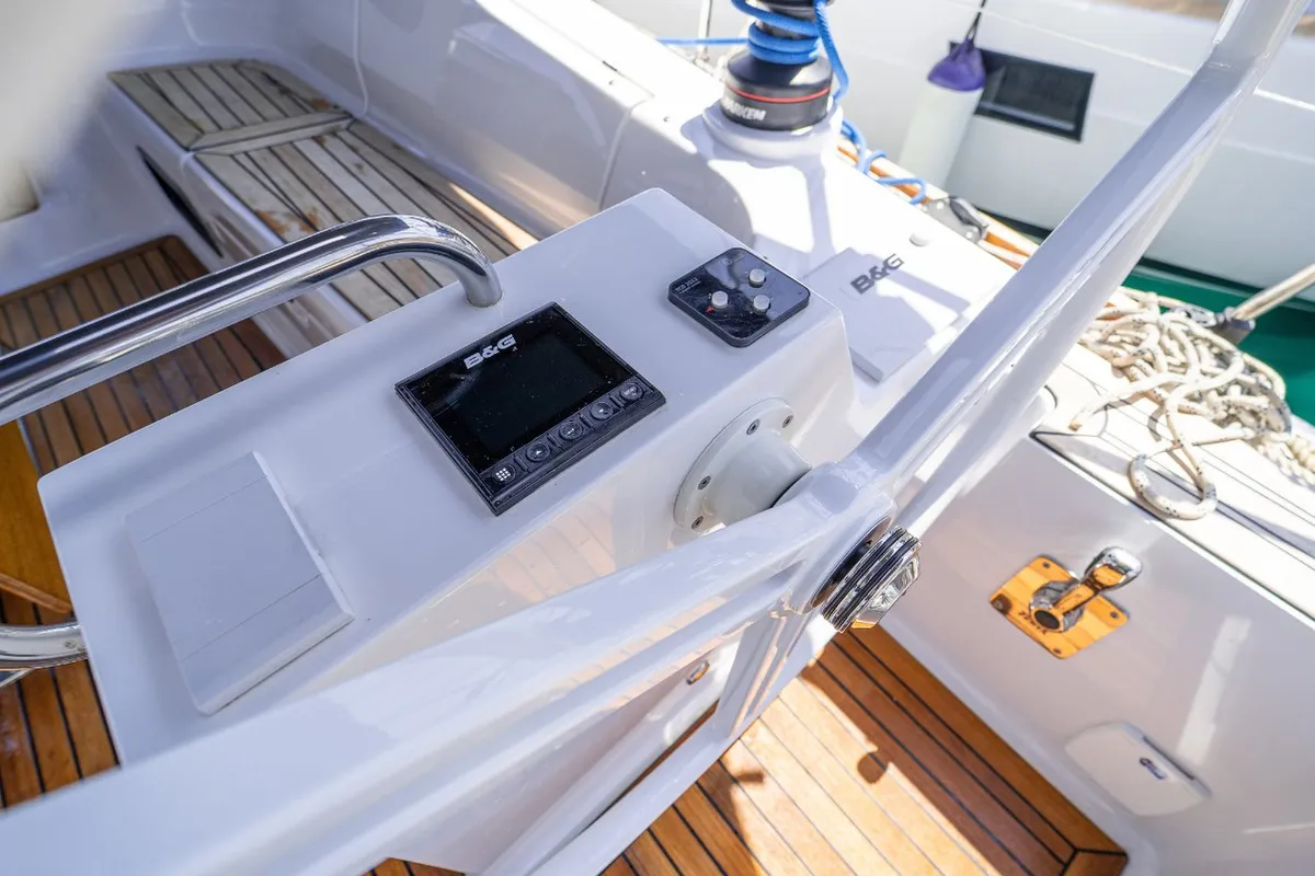 Cockpit of Tonka, a Elan Impression 40.1 sailboat at Kaštela, Croatia