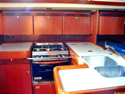 Galley of Happy As, a Dufour 44 sailboat at Izola / Isola, Slovenia