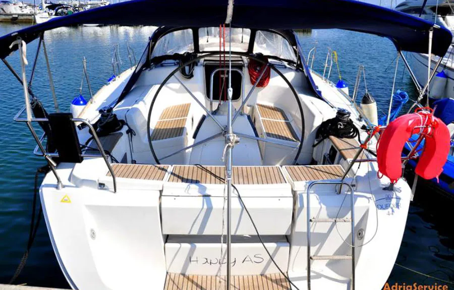 Cockpit of Happy As, a Dufour 44 sailboat at Izola / Isola, Slovenia