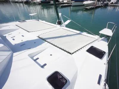 Deck of Sunrise, a Island Spirit 38 catamaran at Baan Salak Phet, Thailand