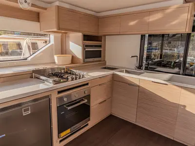 Galley of Agenda 55, a Lagoon 55 catamaran at Grad Kaštela, Croatia