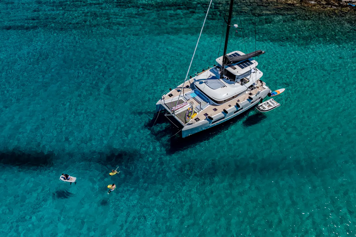 Exterior view of Agenda 55, a Lagoon 55 catamaran at Grad Kaštela, Croatia