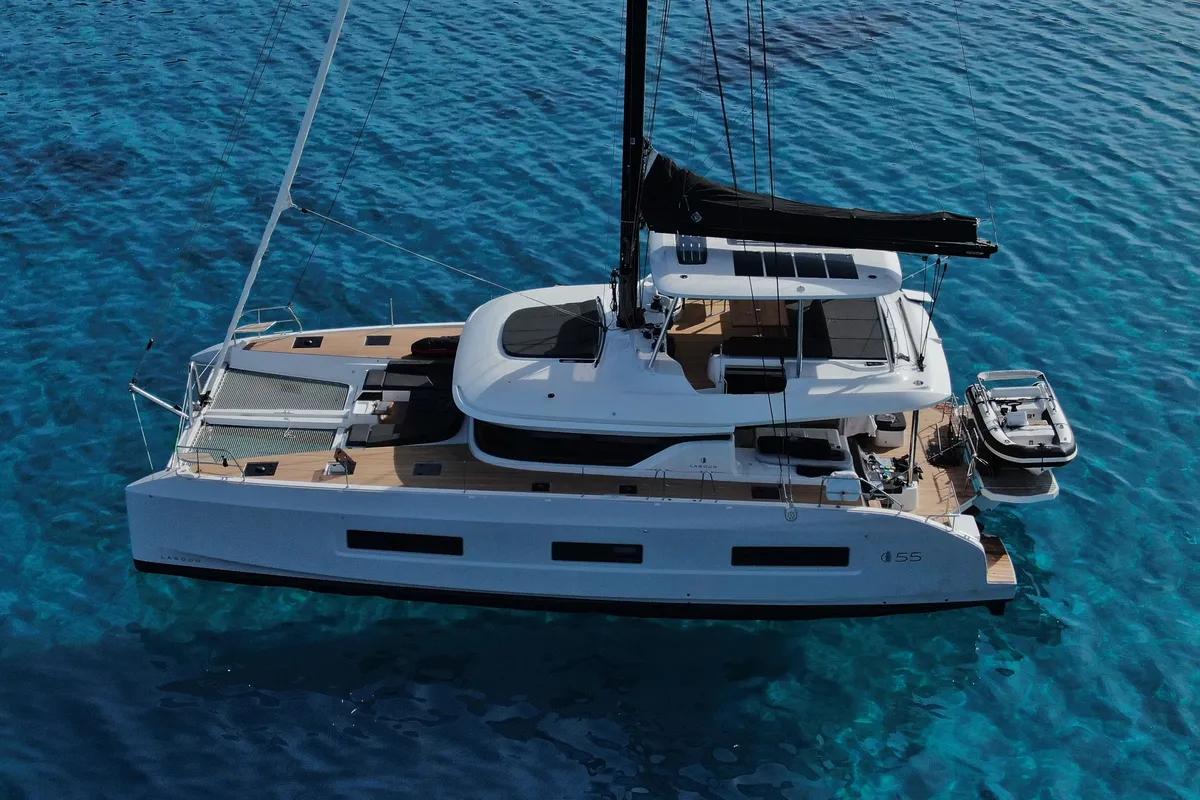 Exterior view of Agenda 55, a Lagoon 55 catamaran at Grad Kaštela, Croatia