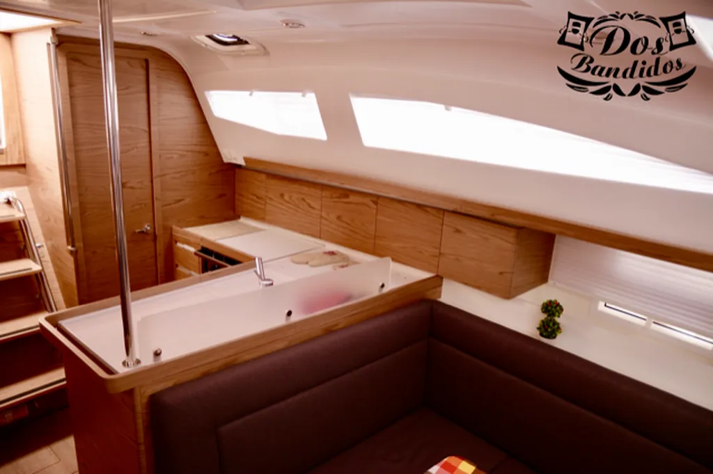 Cabin on Dos Bandidos, a Elan Impression 40 sailboat at Zadar, Croatia