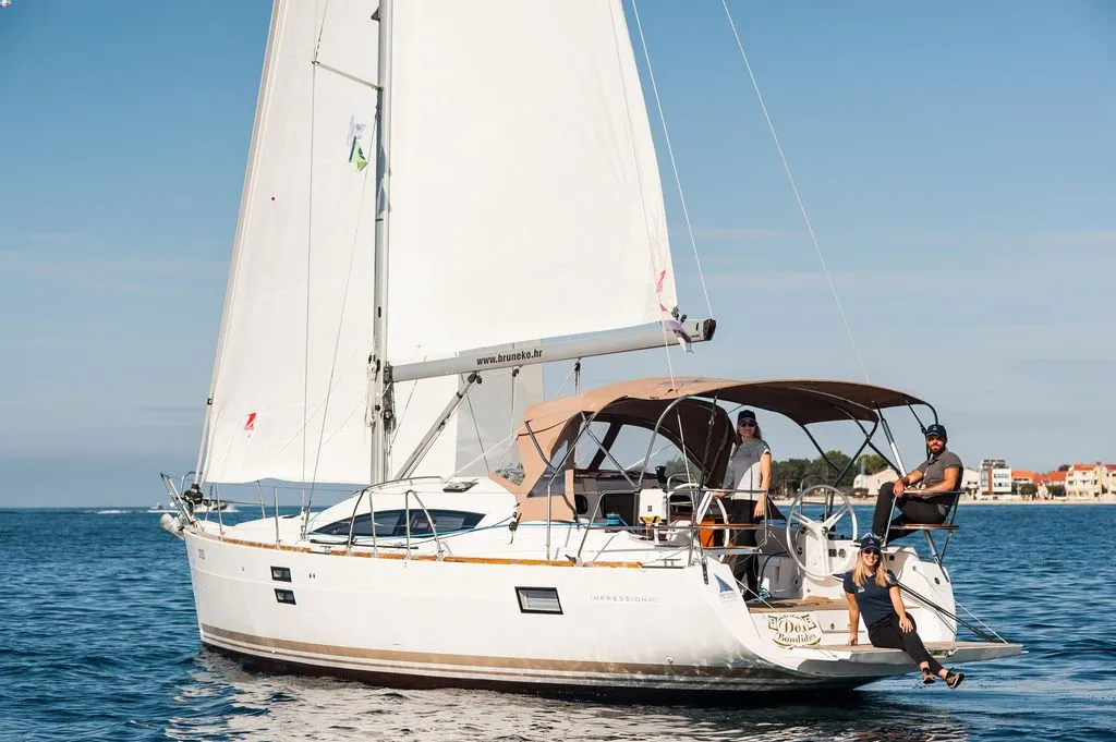 Exterior view of Dos Bandidos, a Elan Impression 40 sailboat at Zadar, Croatia