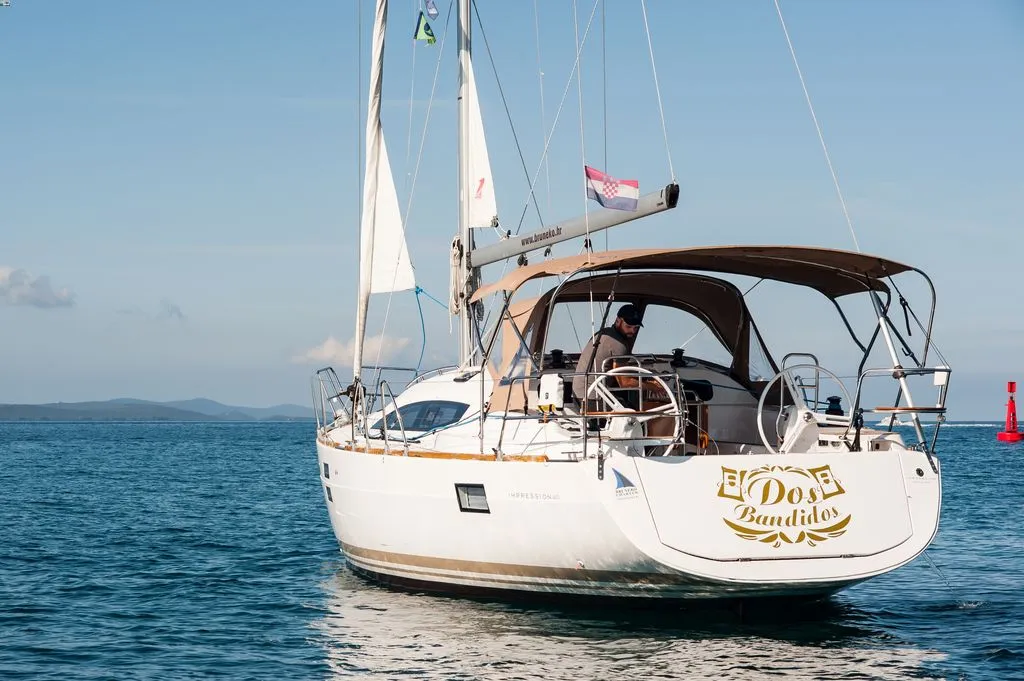 Exterior view of Dos Bandidos, a Elan Impression 40 sailboat at Zadar, Croatia