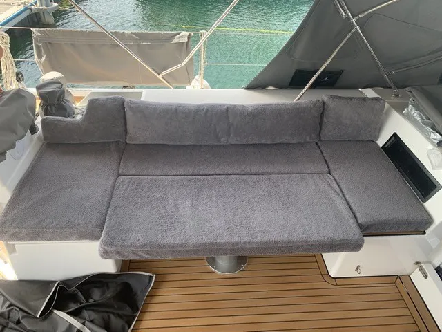 Cockpit of Mai Mai, a Bavaria C57 sailboat at Castellammare di Stabia, Italy