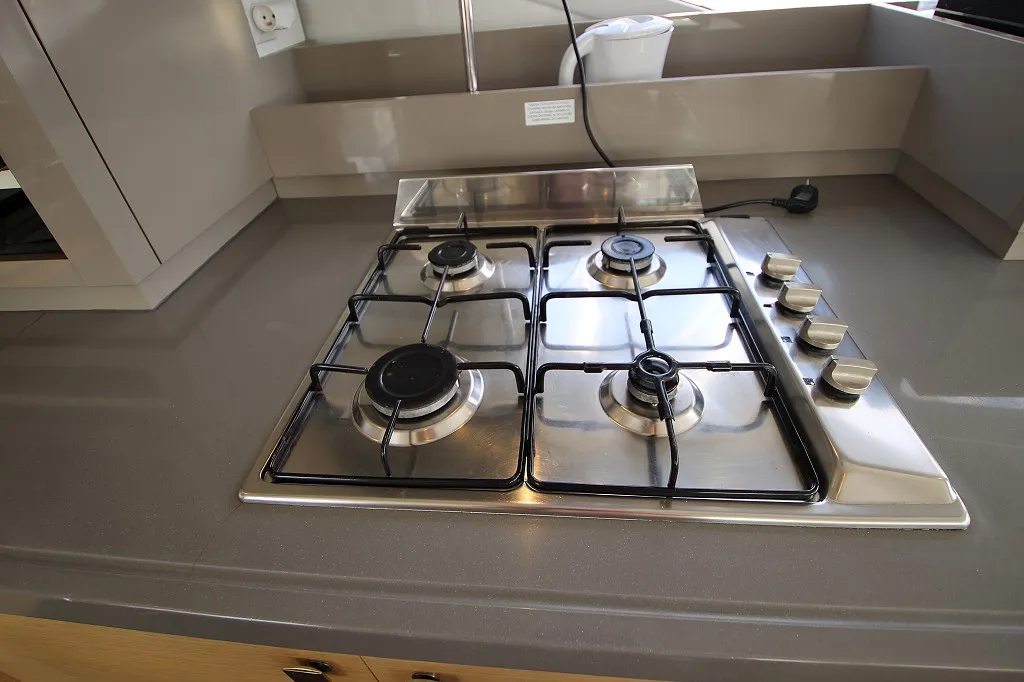 Galley of Felicia, a Fountaine Pajot Saona 47 Quintet catamaran at Općina Rogoznica, Croatia