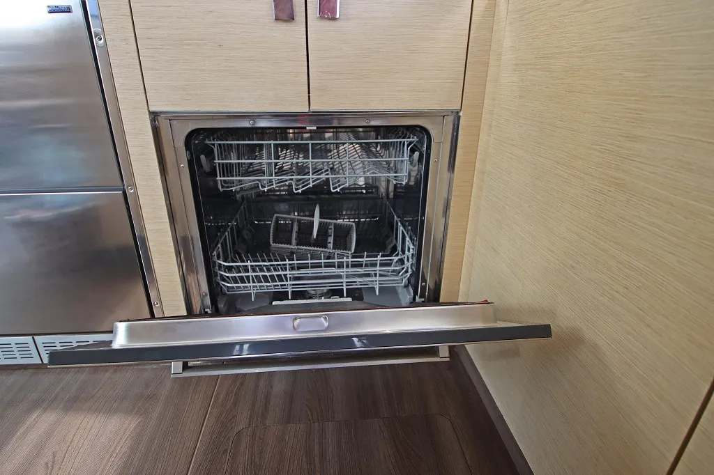 Galley of Felicia, a Fountaine Pajot Saona 47 Quintet catamaran at Općina Rogoznica, Croatia