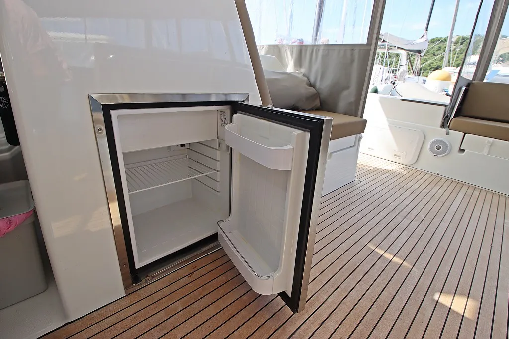 Deck of Felicia, a Fountaine Pajot Saona 47 Quintet catamaran at Općina Rogoznica, Croatia