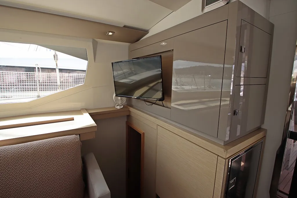 Salon of Felicia, a Fountaine Pajot Saona 47 Quintet catamaran at Općina Rogoznica, Croatia