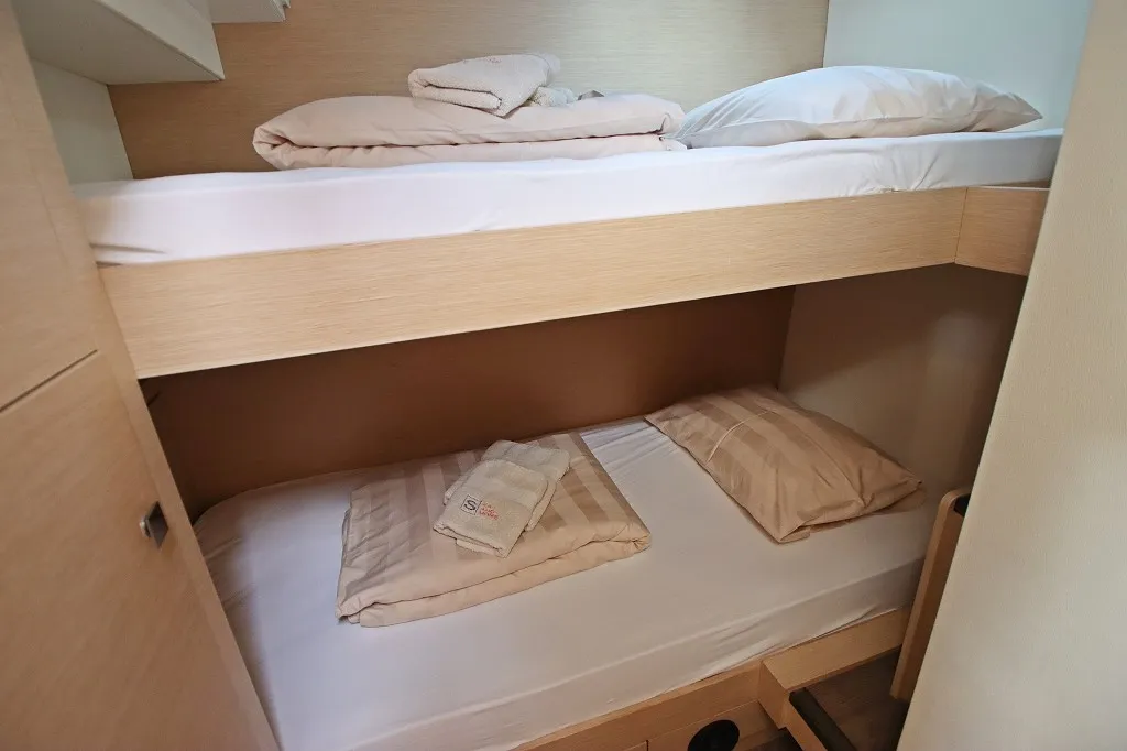 Cabin on Felicia, a Fountaine Pajot Saona 47 Quintet catamaran at Općina Rogoznica, Croatia
