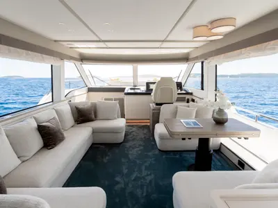 Salon of Olivia, a Azimut Magellano 60 motorboat at Grad Šibenik, Croatia
