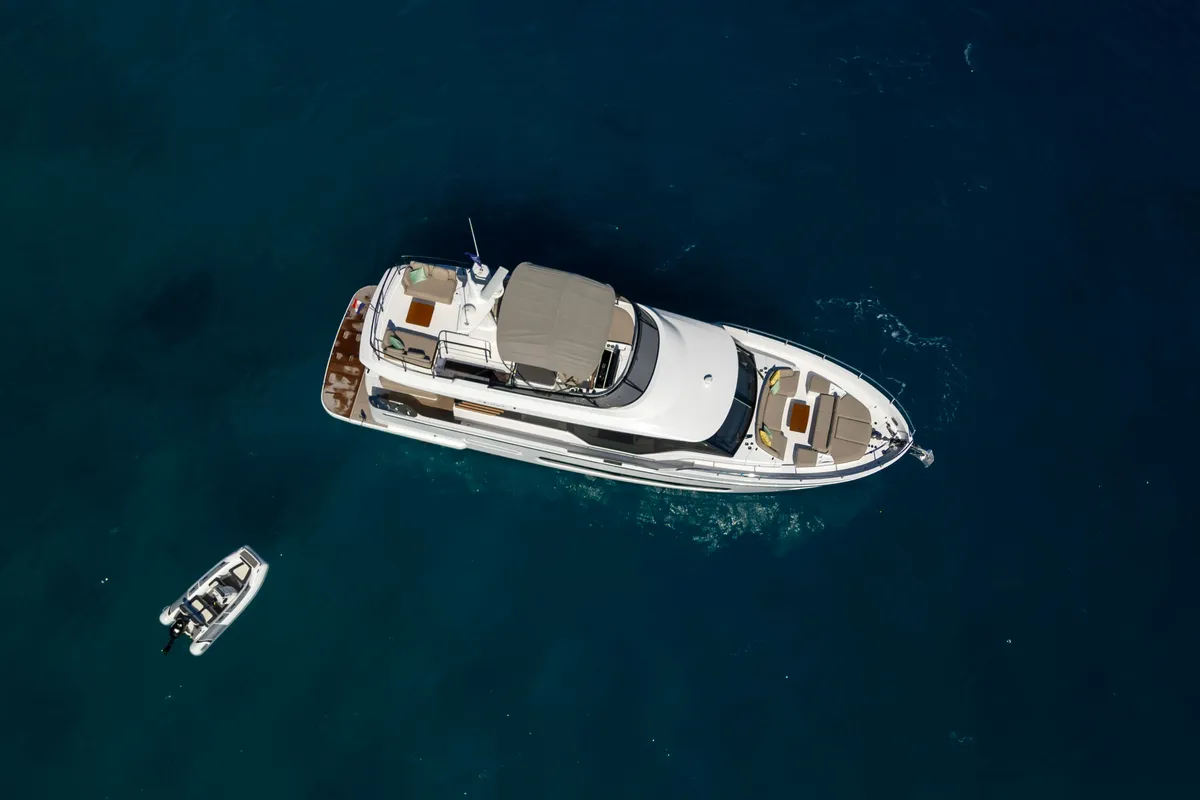 Exterior view of Olivia, a Azimut Magellano 60 motorboat at Grad Šibenik, Croatia