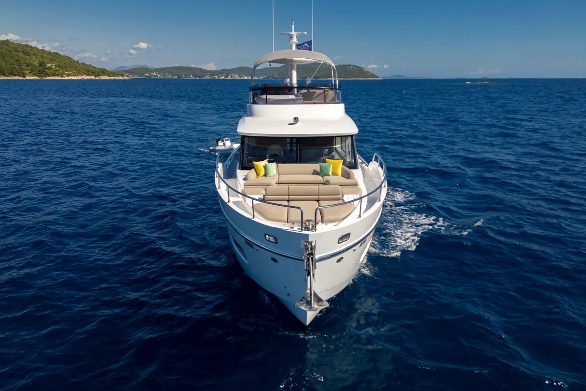 Exterior view of Olivia, a Azimut Magellano 60 motorboat at Grad Šibenik, Croatia