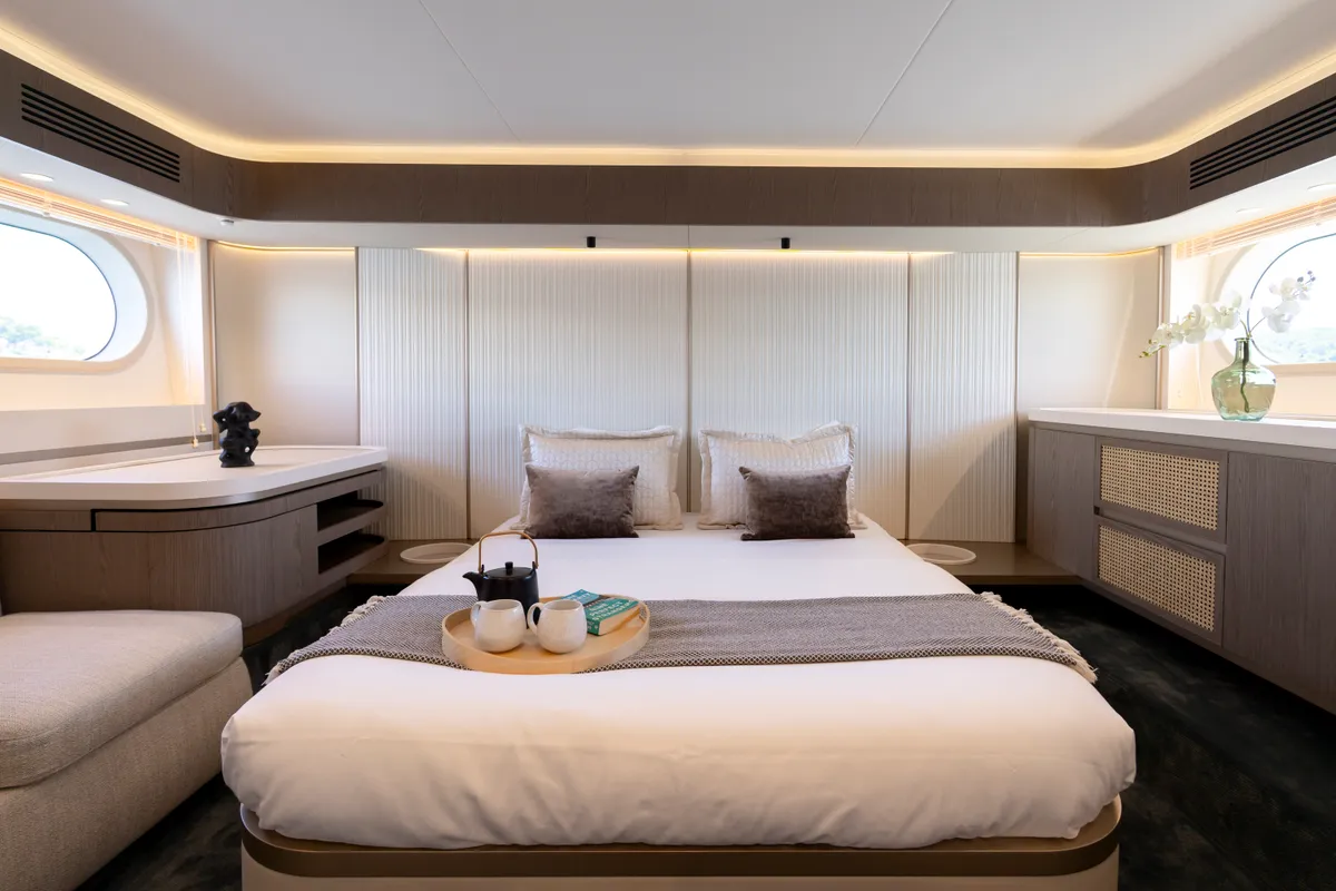 Cabin on Olivia, a Azimut Magellano 60 motorboat at Grad Šibenik, Croatia