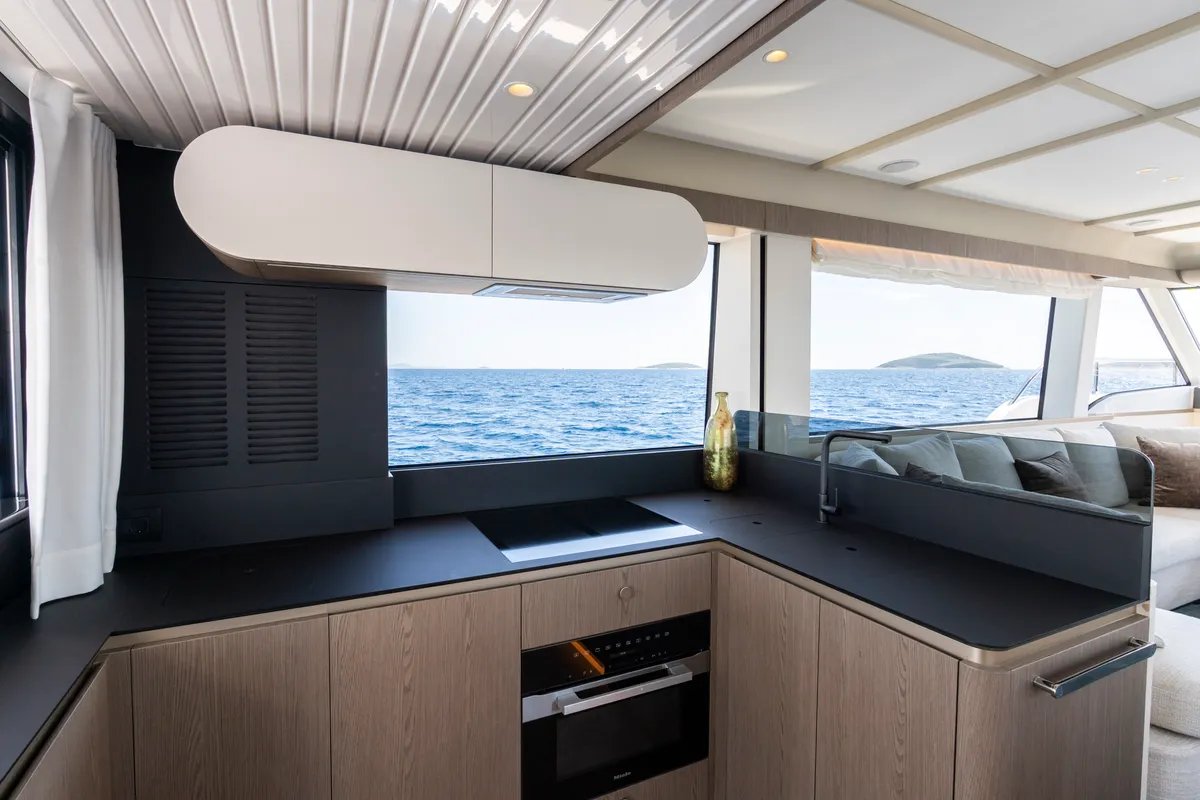 Galley of Olivia, a Azimut Magellano 60 motorboat at Grad Šibenik, Croatia