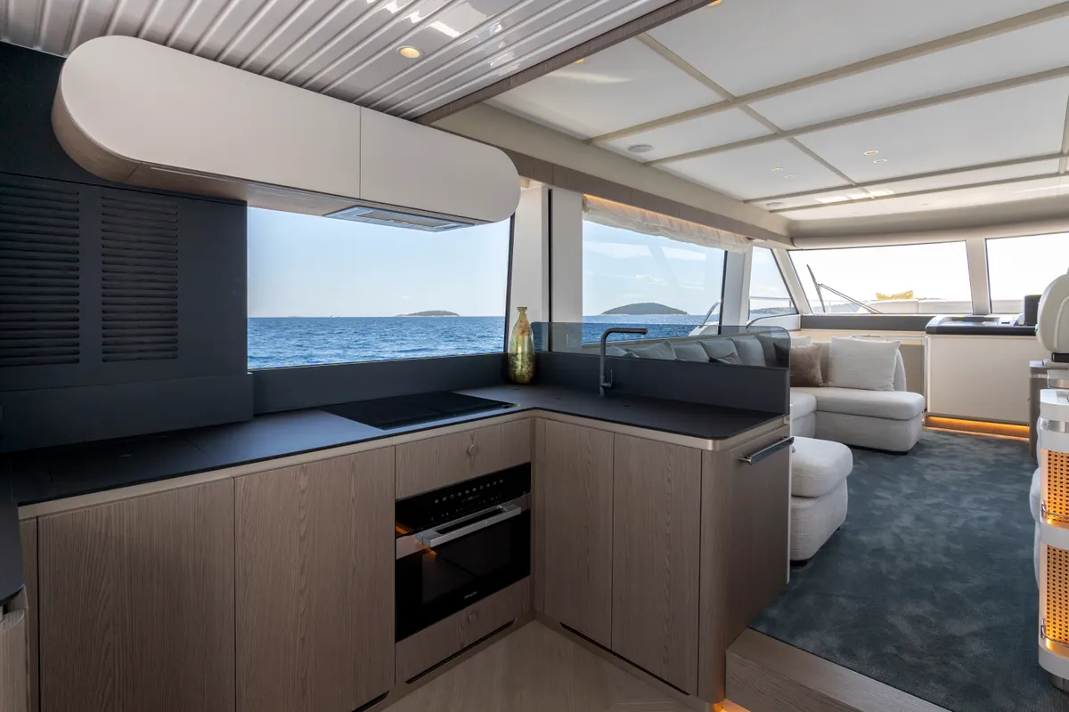 Galley of Olivia, a Azimut Magellano 60 motorboat at Grad Šibenik, Croatia