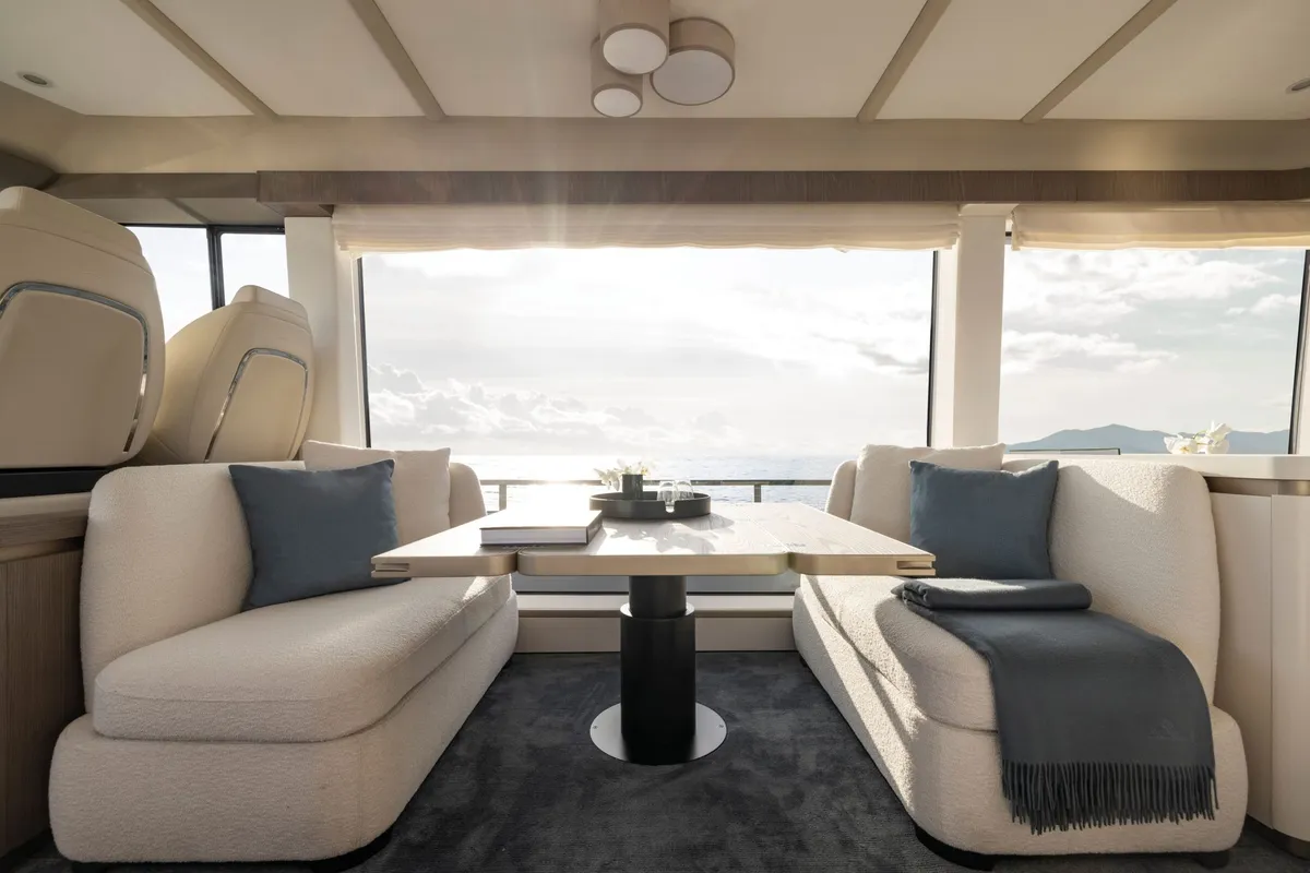 Salon of Olivia, a Azimut Magellano 60 motorboat at Grad Šibenik, Croatia
