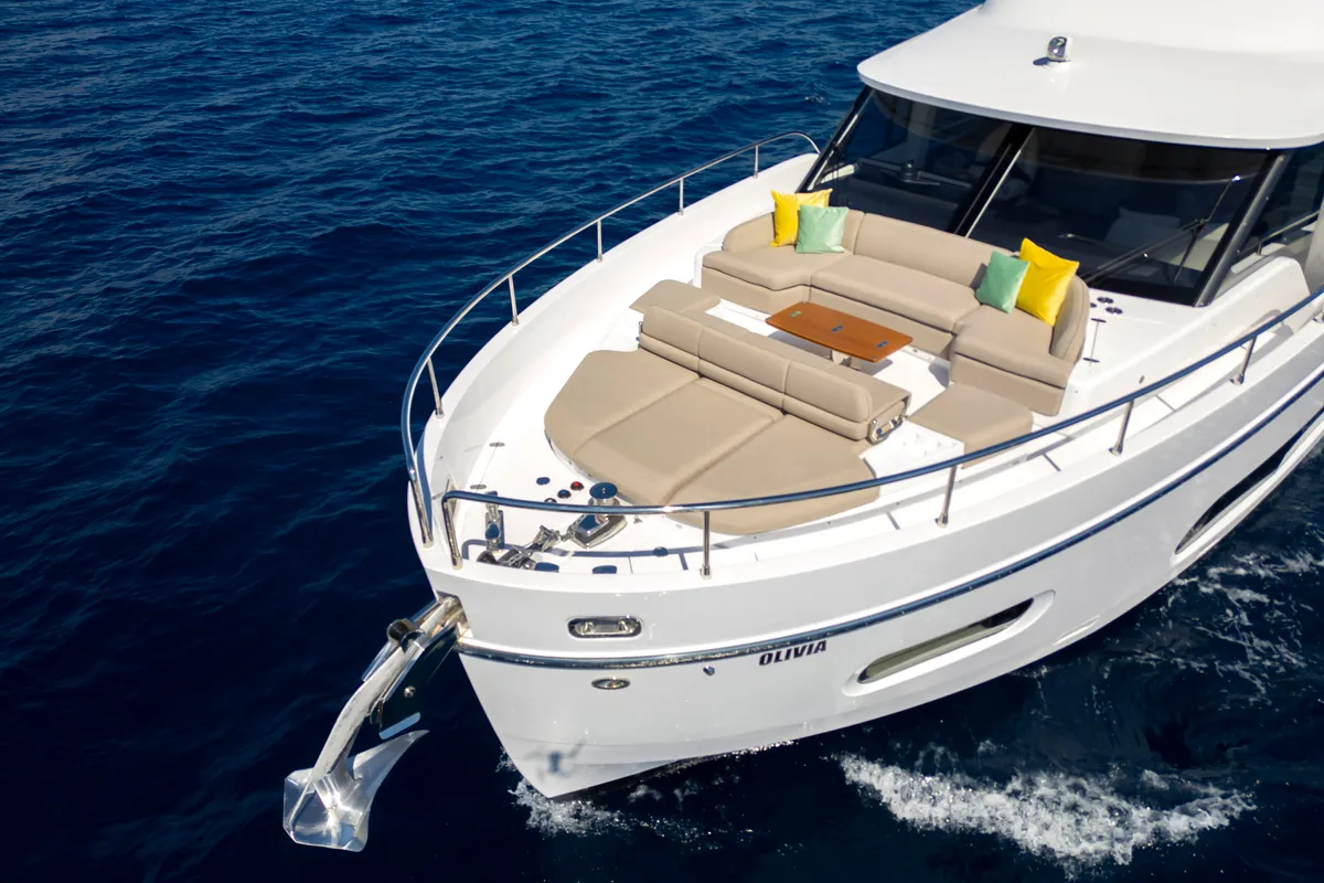 Exterior view of Olivia, a Azimut Magellano 60 motorboat at Grad Šibenik, Croatia
