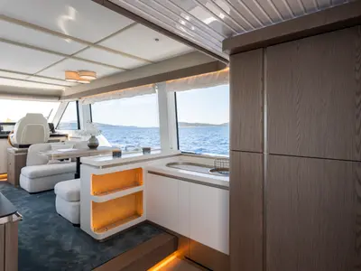 Galley of Olivia, a Azimut Magellano 60 motorboat at Grad Šibenik, Croatia