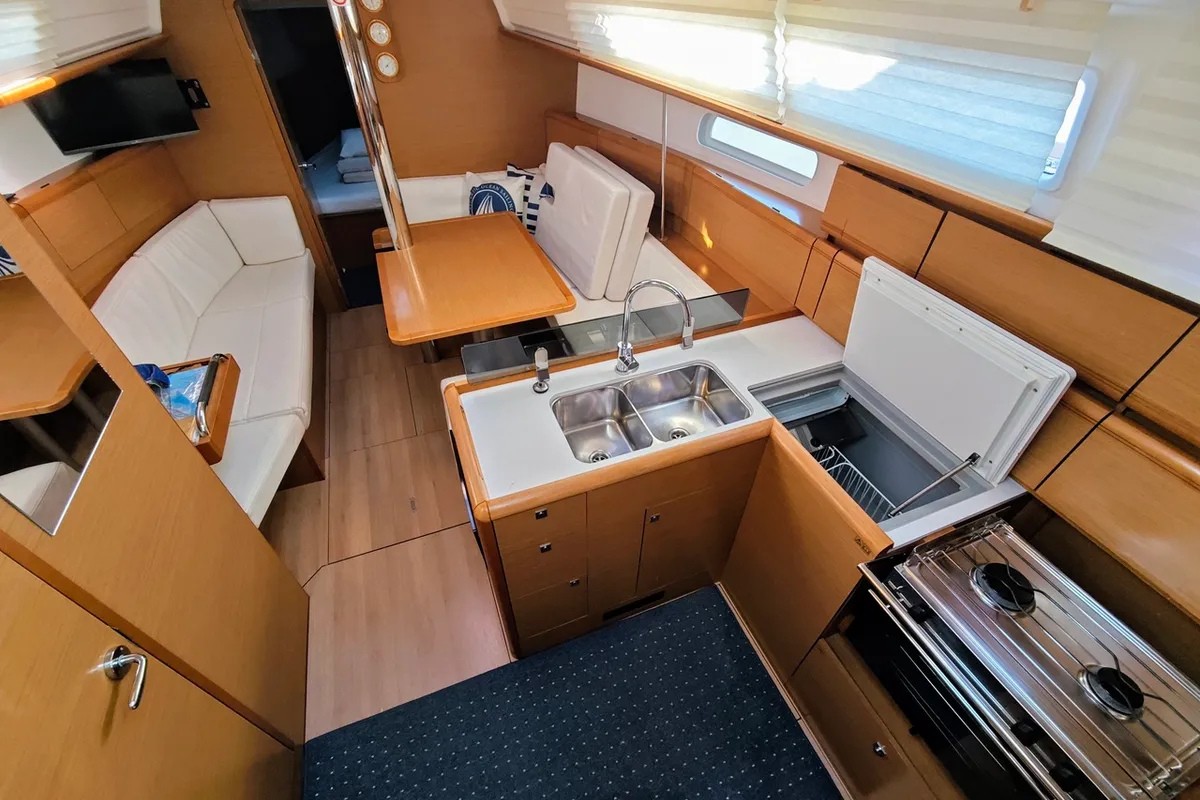 Galley of Soprano, a Jeanneau Sun Odyssey 379 sailboat at Općina Sukošan, Croatia
