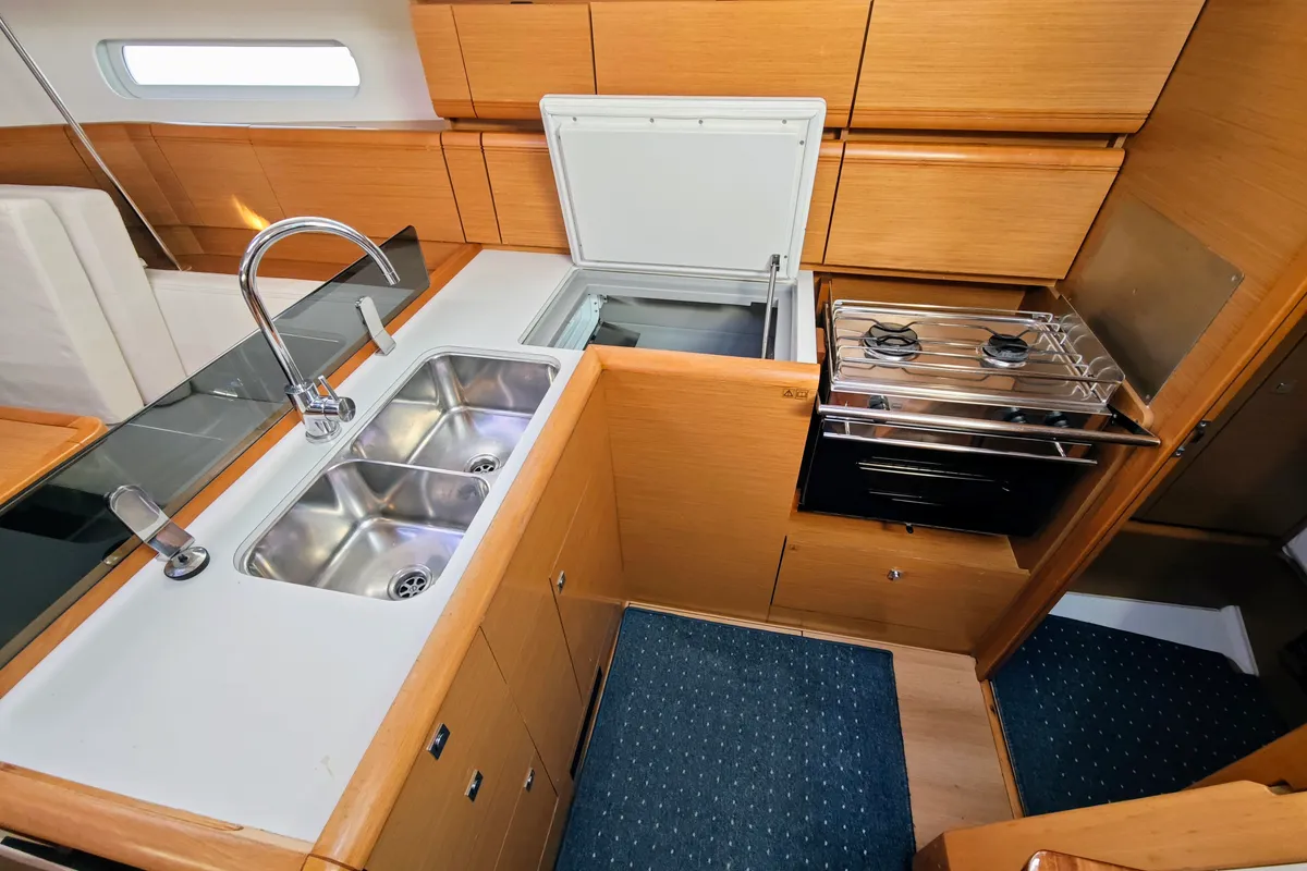 Galley of Soprano, a Jeanneau Sun Odyssey 379 sailboat at Općina Sukošan, Croatia