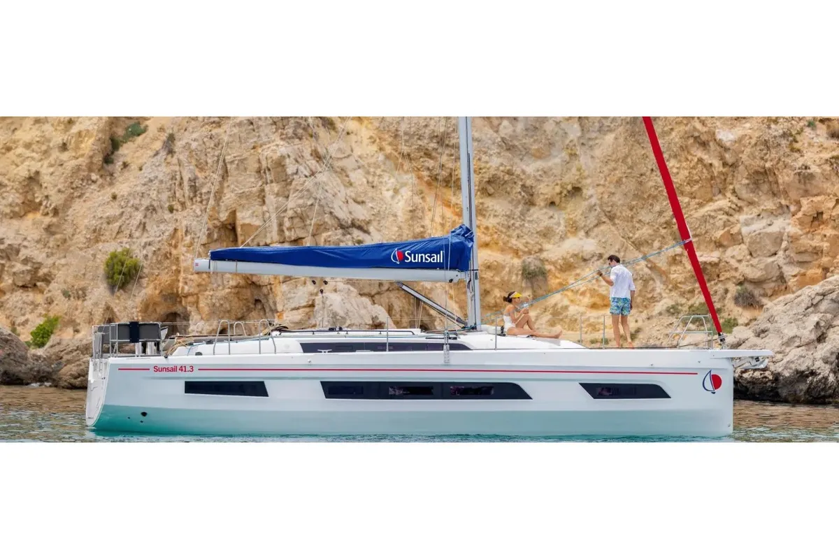 Exterior view of Sunsail 41.3 Premium, a Dufour 41 sailboat at English Harbour, Antigua and Barbuda