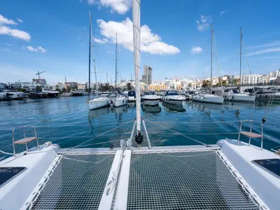 Don Selmi, a Lagoon 42 catamaran at Ta' Xbiex, Malta