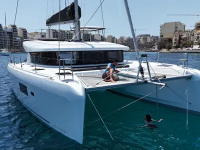 Don Selmi, a Lagoon 42 catamaran at Ta' Xbiex, Malta