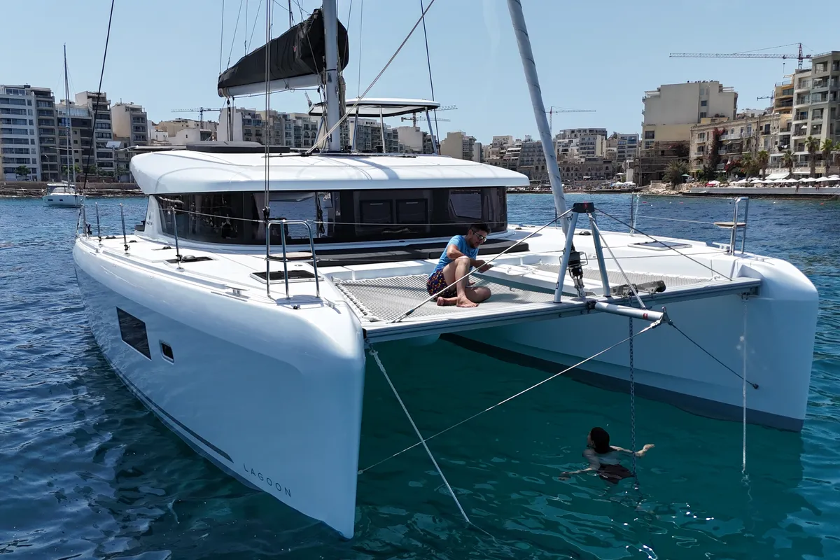 Don Selmi, a Lagoon 42 catamaran at Ta' Xbiex, Malta