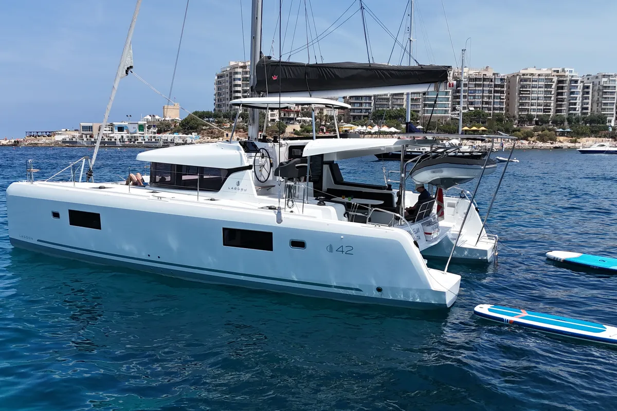 Don Selmi, a Lagoon 42 catamaran at Ta' Xbiex, Malta