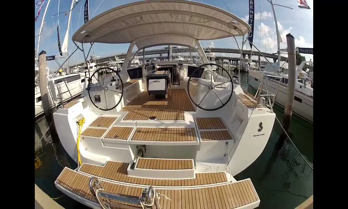 Cockpit of Stella(K), a Beneteau Oceanis 45 sailboat at Municipal Unit of Lefkada, Greece