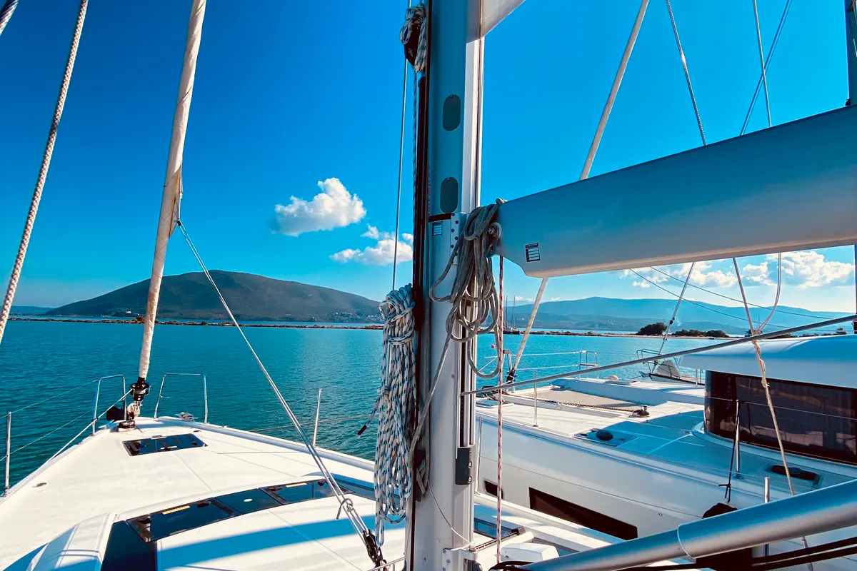 Deck of Vixen, a Beneteau Oceanis 51.1 sailboat at Municipal Unit of Lefkada, Greece
