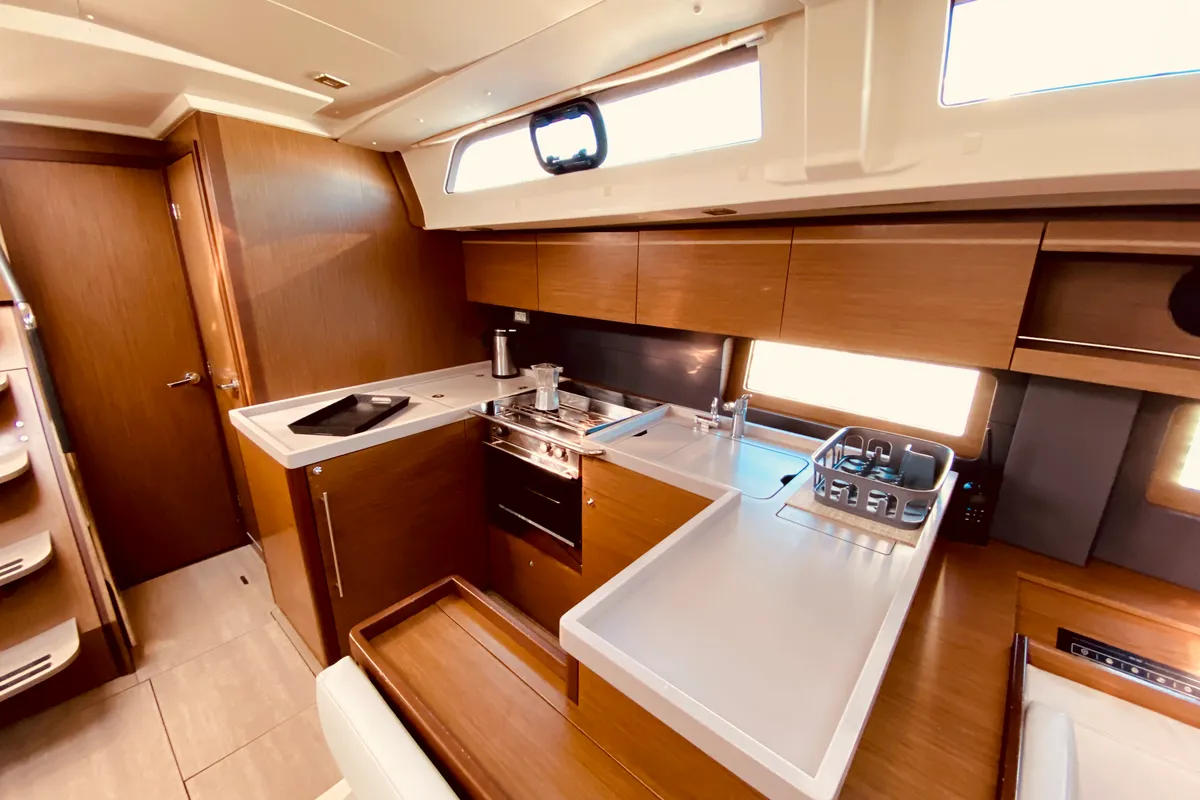 Galley of Vixen, a Beneteau Oceanis 51.1 sailboat at Municipal Unit of Lefkada, Greece