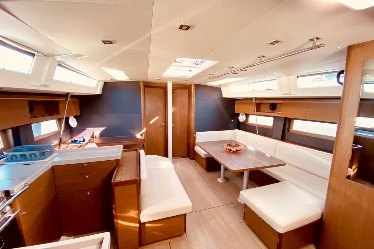 Salon of Vixen, a Beneteau Oceanis 51.1 sailboat at Municipal Unit of Lefkada, Greece