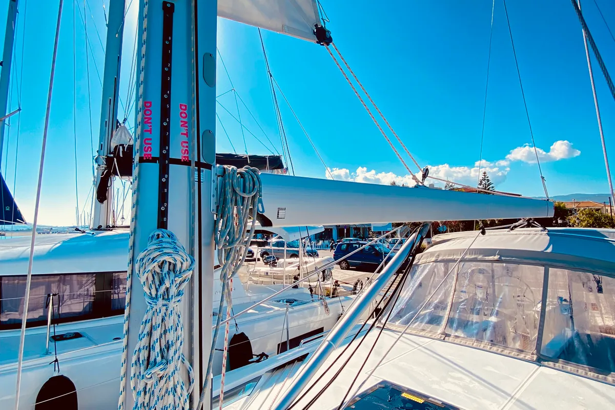Deck of Vixen, a Beneteau Oceanis 51.1 sailboat at Municipal Unit of Lefkada, Greece
